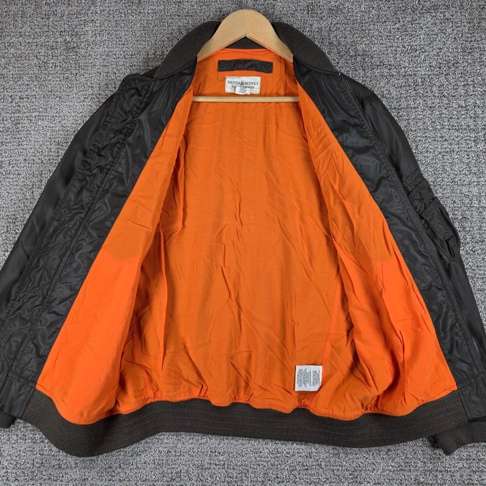 Denim & Supply Ralph Lauren Mens Medium Bomber Flight Jacket Green‎ Lined